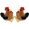 Set van 2x stuks pluche knuffel dieren Kip vogel van 15 cm - Vogel knuffels