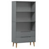 vidaXL Boekenkast MOLDE 85x35x170,5 cm massief grenenhout grijs