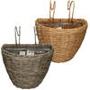 Set van 2x stuks balkonmanden/plantenmanden/plantenbakken grijs en bruin rotan 42 cm - Plantenbakken