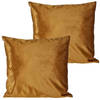 2x stuks bank/sier kussens voor binnen in de kleur velvet goud 45 x 45 cm - Sierkussens