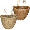 Set van 2x stuks balkonmanden/plantenmanden/plantenbakken bruin en lichtbruin rotan 42 cm - Plantenbakken