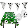 Voetbal versiering feestpakket - tafelkleed 120 x 180 cm - vlaggenlijn 6 m - 12x ballonnen - Feesttafelkleden