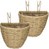 2x stuks balkonmanden/plantenmanden/plantenbakken lichtbruin rotan 42 cm - Plantenbakken