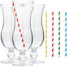 Cocktail set van 4x cocktail glazen en 100x duurzame rietjes - 440 ml - Drinkglazen