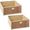 2x stuks opbergmand/kastmand 13 liter beige linnen/bamboe 31 x 15 x 31 cm - Opbergmanden