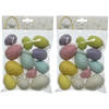 24x Gekleurde glitter plastic/kunststof eieren/Paaseieren 4-6 cm - Feestdecoratievoorwerp