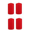 4x stuks luxe Stompkaars/Cilinderkaars - 6x12 cm - 40 branduur - Rood - Stompkaarsen