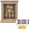 Houten sleutelkastje met 10x stuks sleutellabels - 22 x 27 cm - Sleutelkastjes
