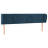 vidaXL Hoofdbord met randen 203x23x78/88 cm fluweel donkerblauw