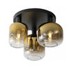 Freelight Plafondlamp Vario 3 lichts Ø 45 cm goud glas zwart