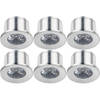 LED Veranda Spot Verlichting 6 Pack - Velvalux - 1W - Warm Wit 3000K - Inbouw - Rond - Mat Zilver - Aluminium - Ø31mm