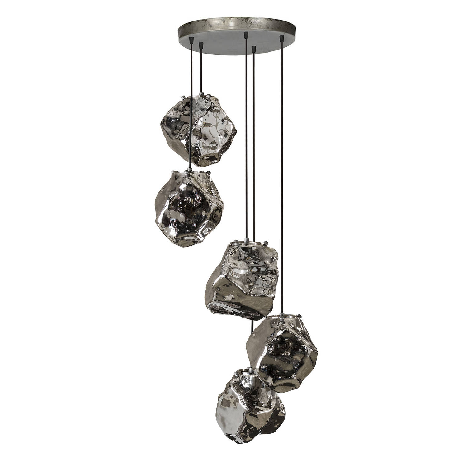 Giga Meubel Gm Hanglamp 5-lichts - Getrapt - Chromed Glas - Lamp Rock