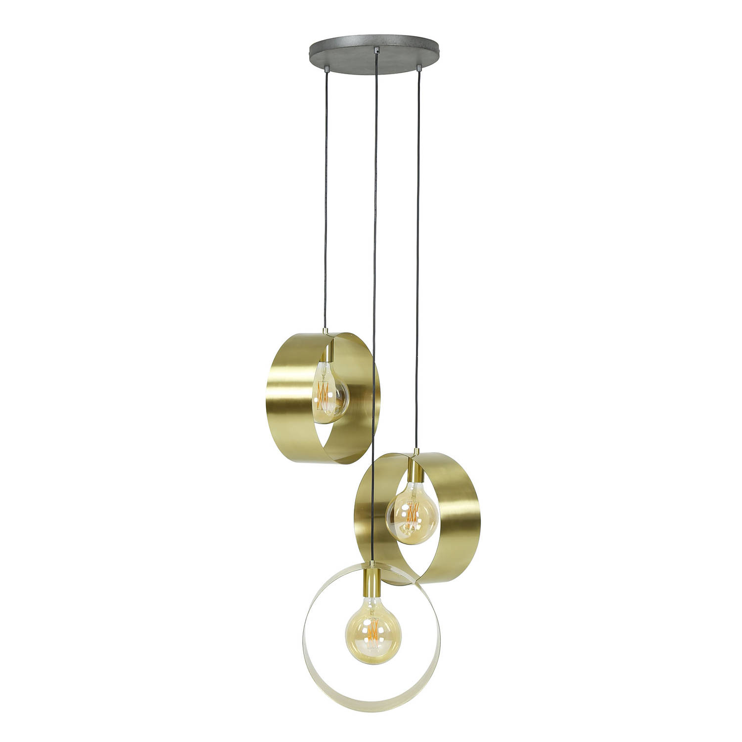 Hanglamp 3-Lichtbronnen - Getrapt - Metaal - Goud - Rond - Ø30cm - Lamp Vegas - Giga Meubel