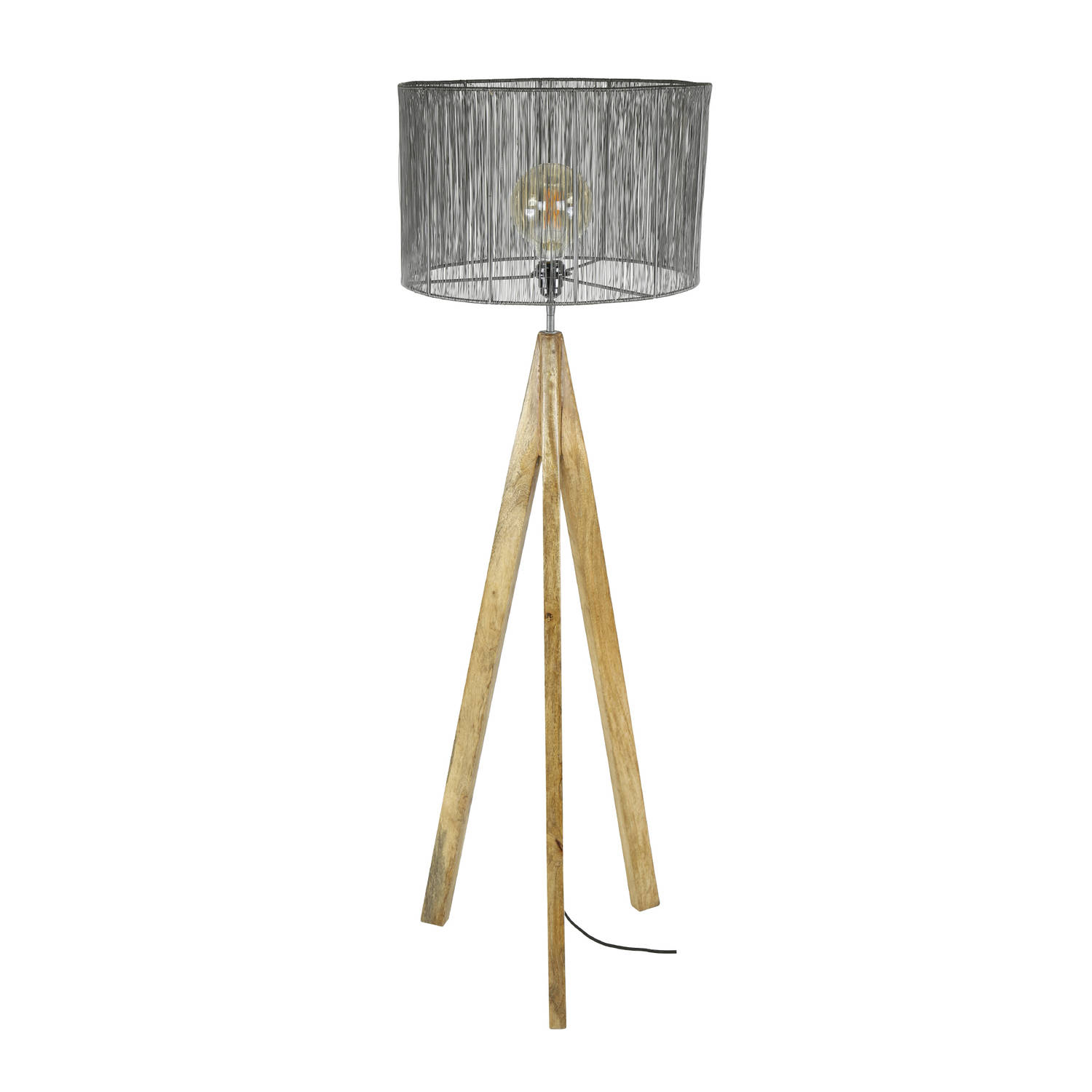 Giga Meubel Gm Vloerlamp Ø40cm - Hout & Metaal - Lamp Tripod Wood