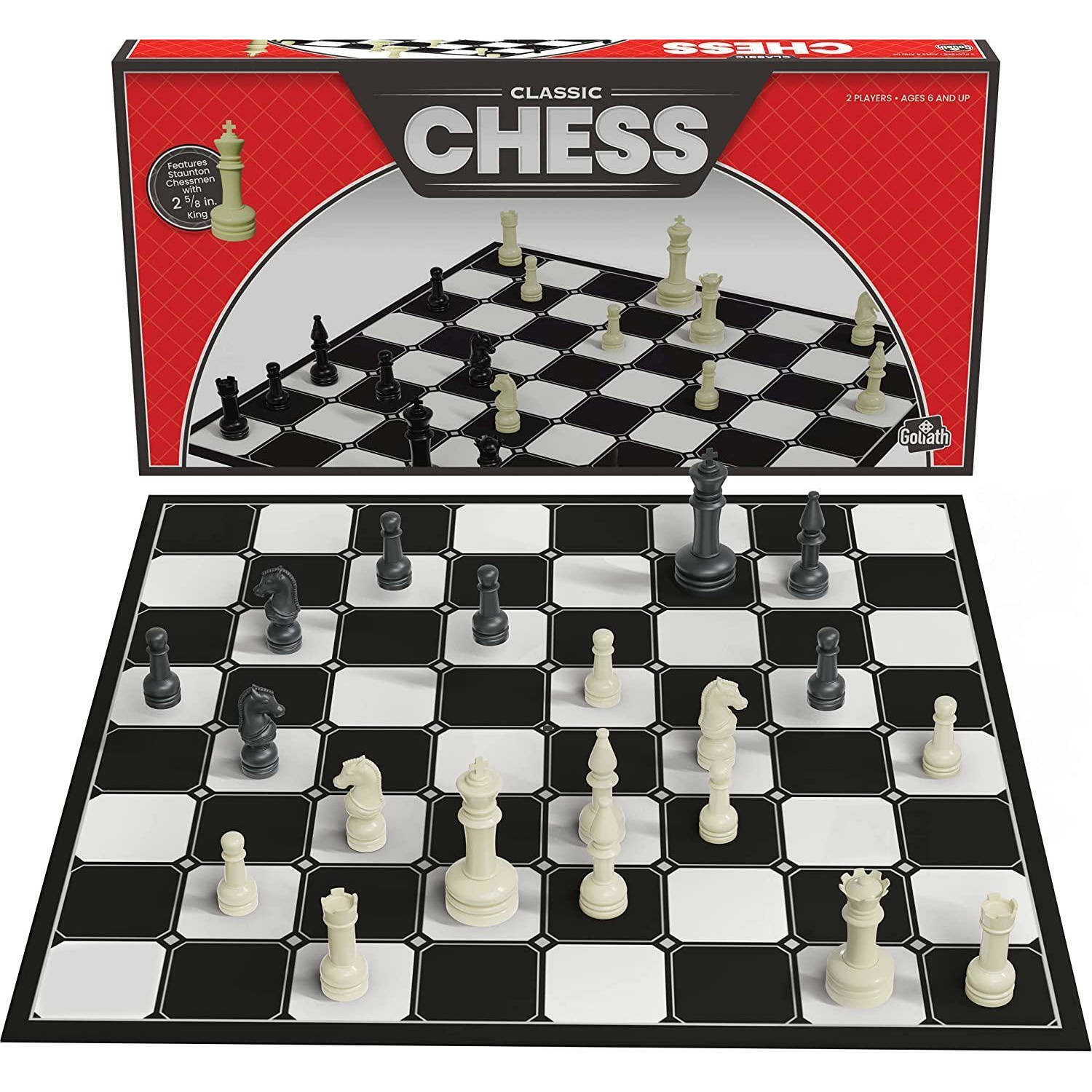 Classic Chess - Schaakspel met opvouwbaar bord en schaakstukken op ware grootte