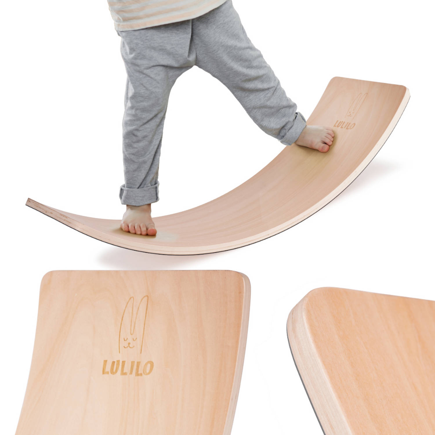 Lulilo houten balansbord Evenwicht Balance board Balansspeelgoed met vilt voor volwassenen en kinder