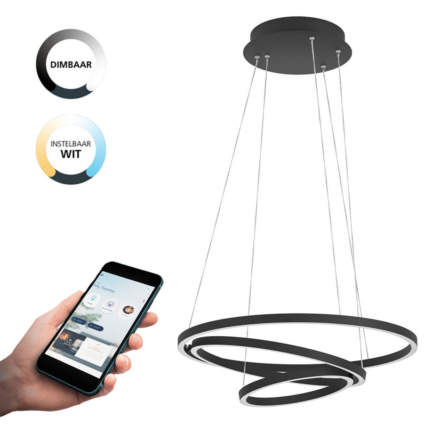 EGLO connect.z Lobinero-Z Smart Hanglamp Ã 58 cm Zwart-Wit