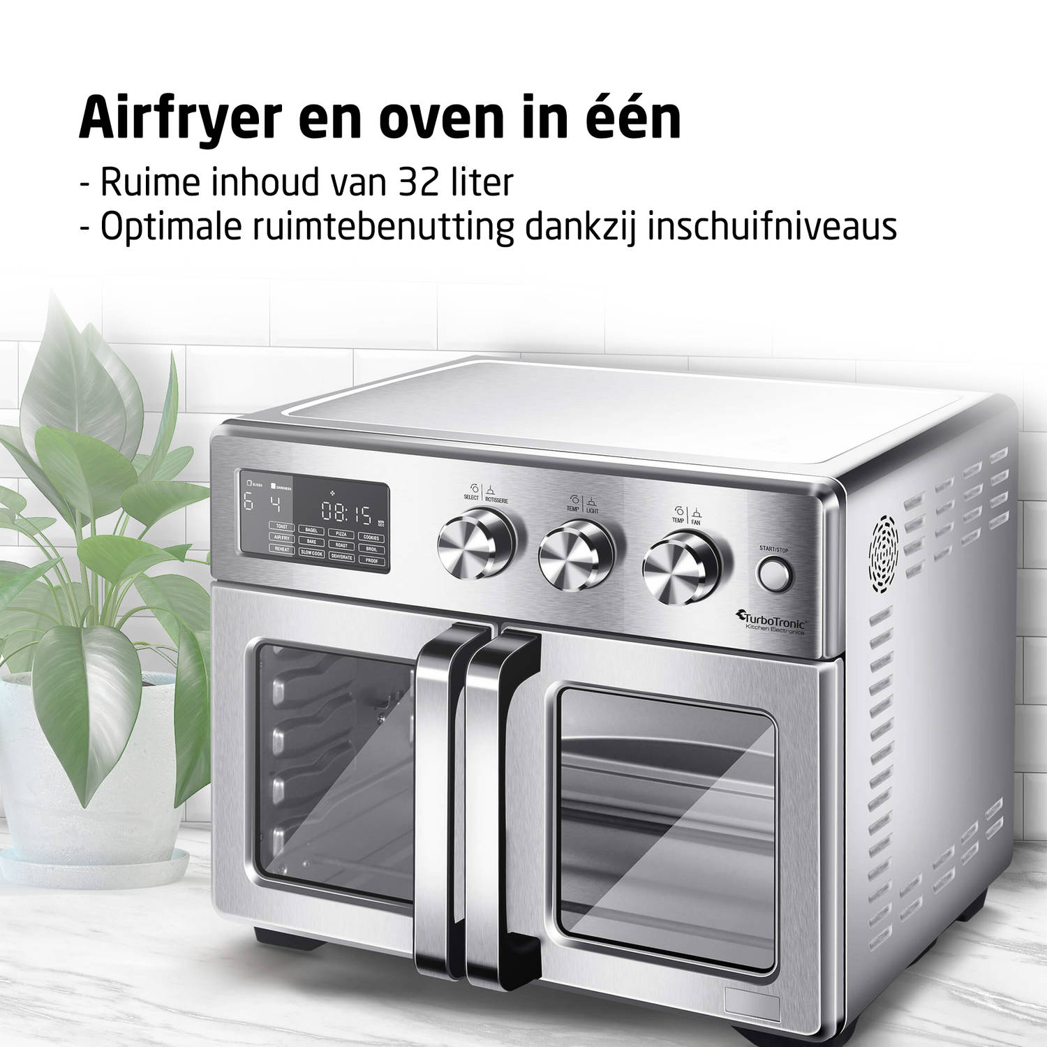 TurboTronic - Airfryer XXL y horno - Doble puerta - 32 litros - AFD32 