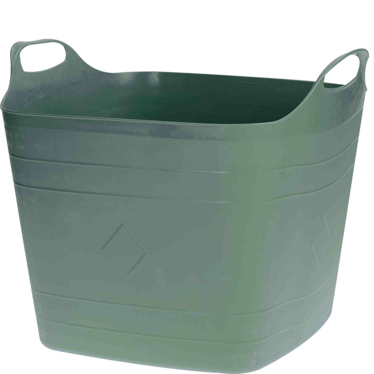 Flexibele Kuip Emmer-wasmand Groen 40 Liter Vierkant Kunststof Wasmanden