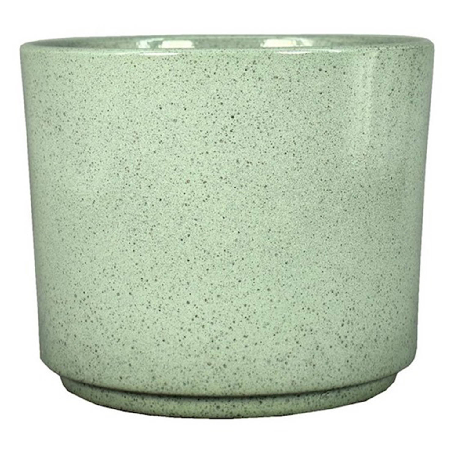 Plantenpot Calla - groen - gespikkeld - keramiek - 32 x cm - bloempot - Plantenpotten | Blokker