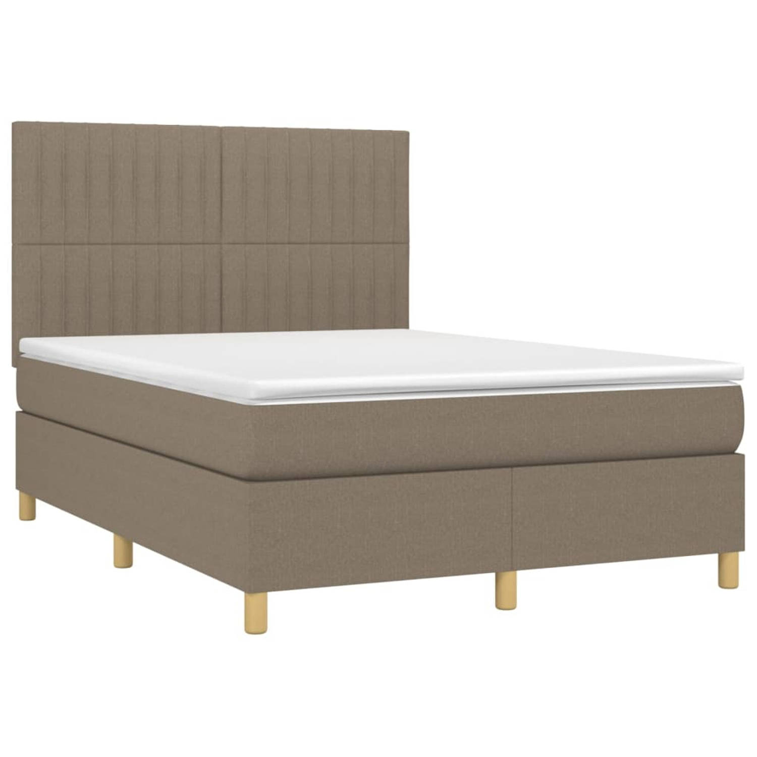 vidaXL-Boxspring-met-matras-en-LED-stof-taupe-140x190-cm