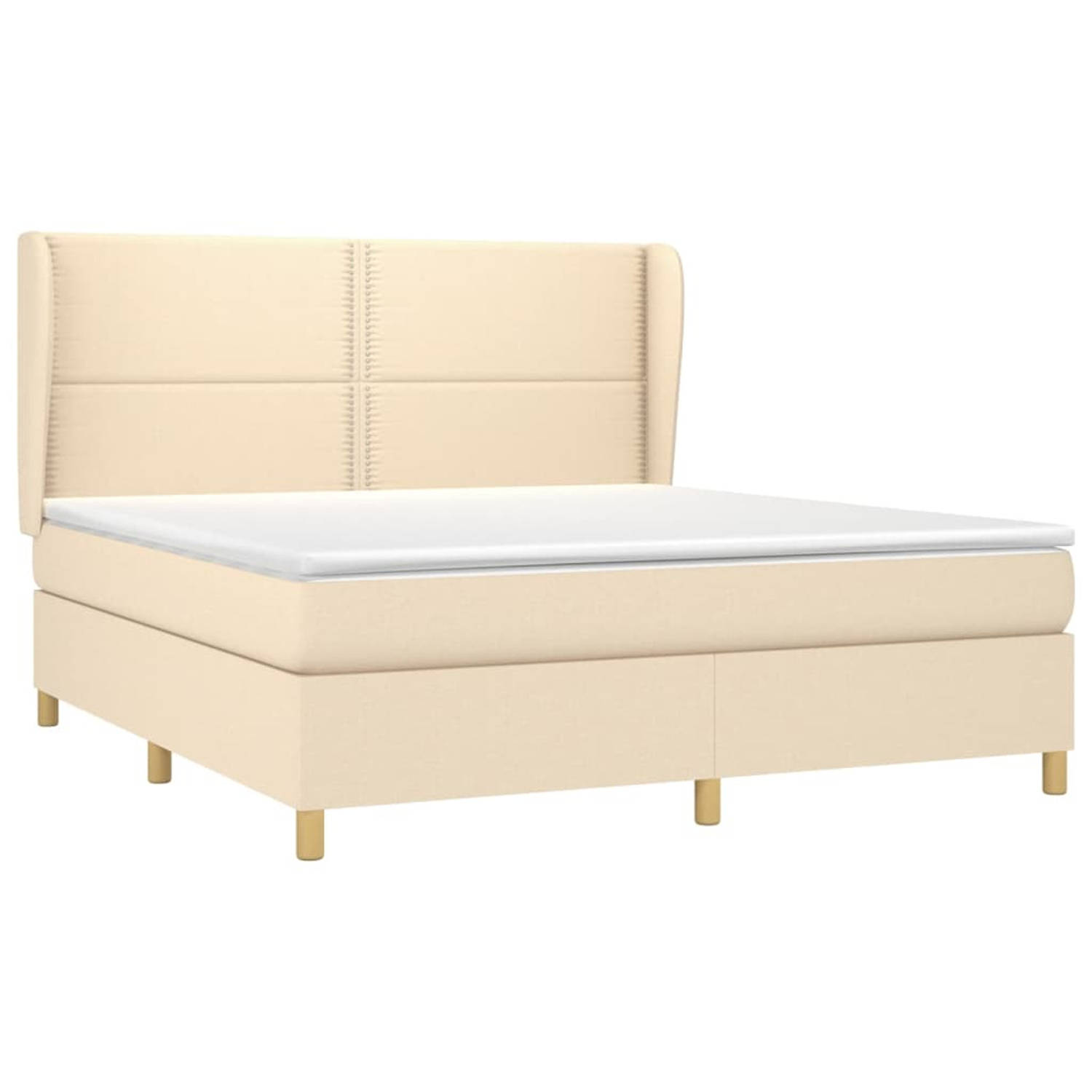 vidaXL-Boxspring-met-matras-stof-crèmekleurig-160x200-cm