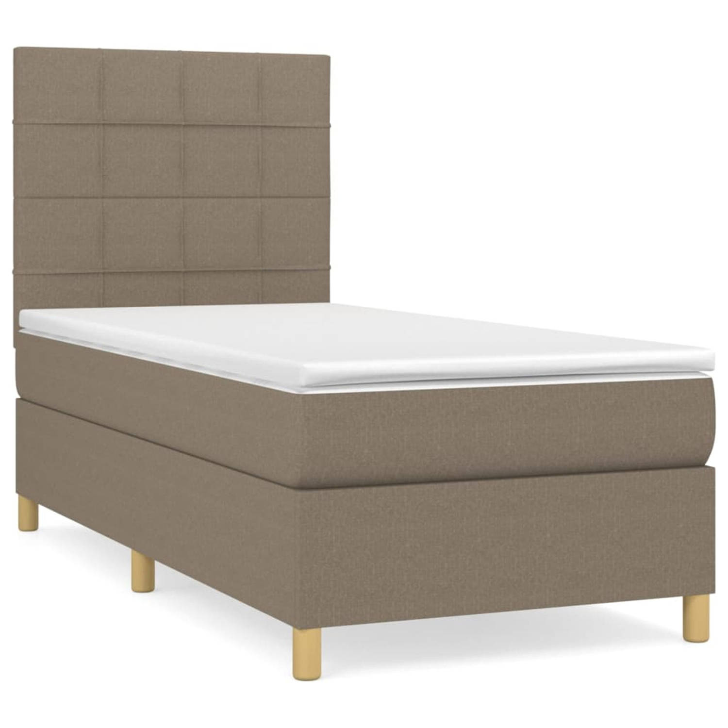 vidaXL Boxspring met matras stof taupe 90x200 cm