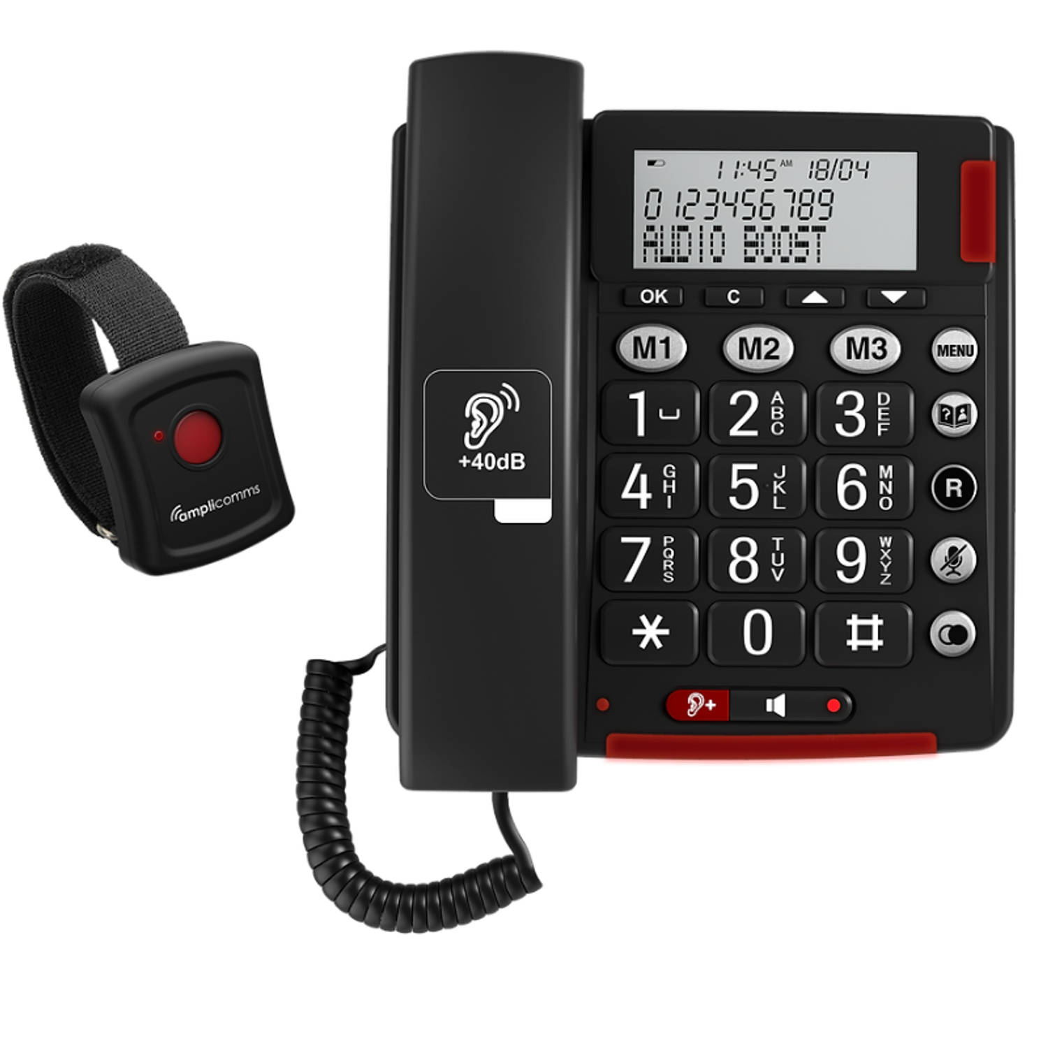 Amplicomms Bigtel 50 Alarm Plus Senioren Huistelefoon Vaste Lijn Alarmzender Voor Noodgevallen Inbeg