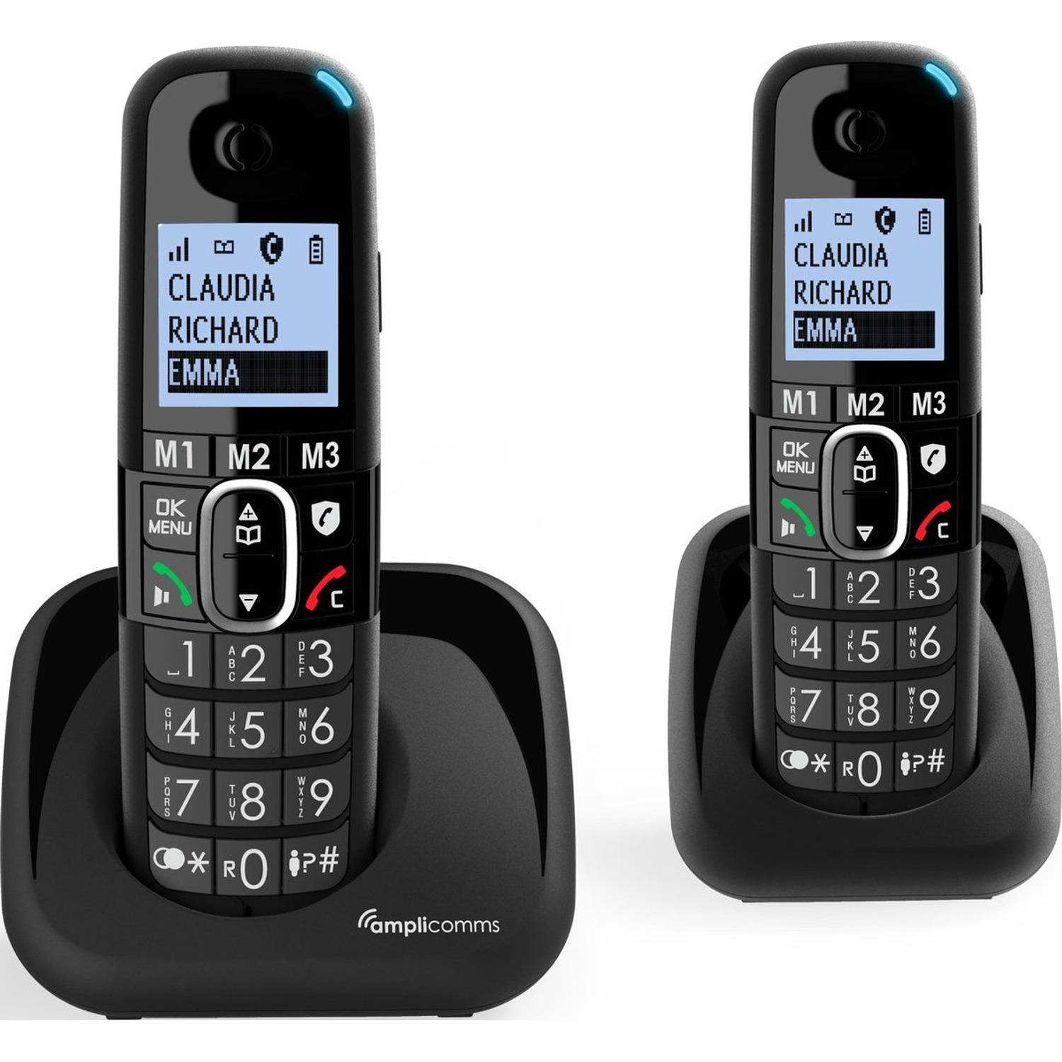 Amplicomms BigTel1502 Senioren draadloze duo huistelefoon voor de vaste lijn Extra handset Luide oproeptonen Ongew