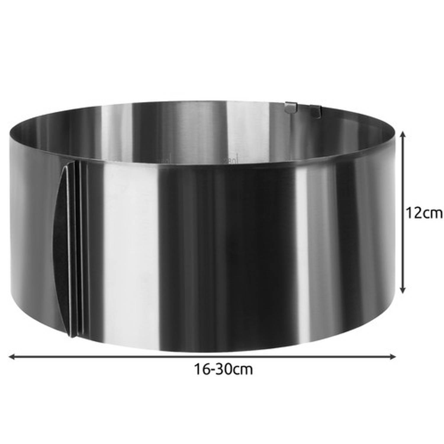 Verstelbare bakvorm/ cakevorm voor zoet en hartig Bak ring - In diameter verstelbaar van 16 tot 30 cm - Zilver | Blokker