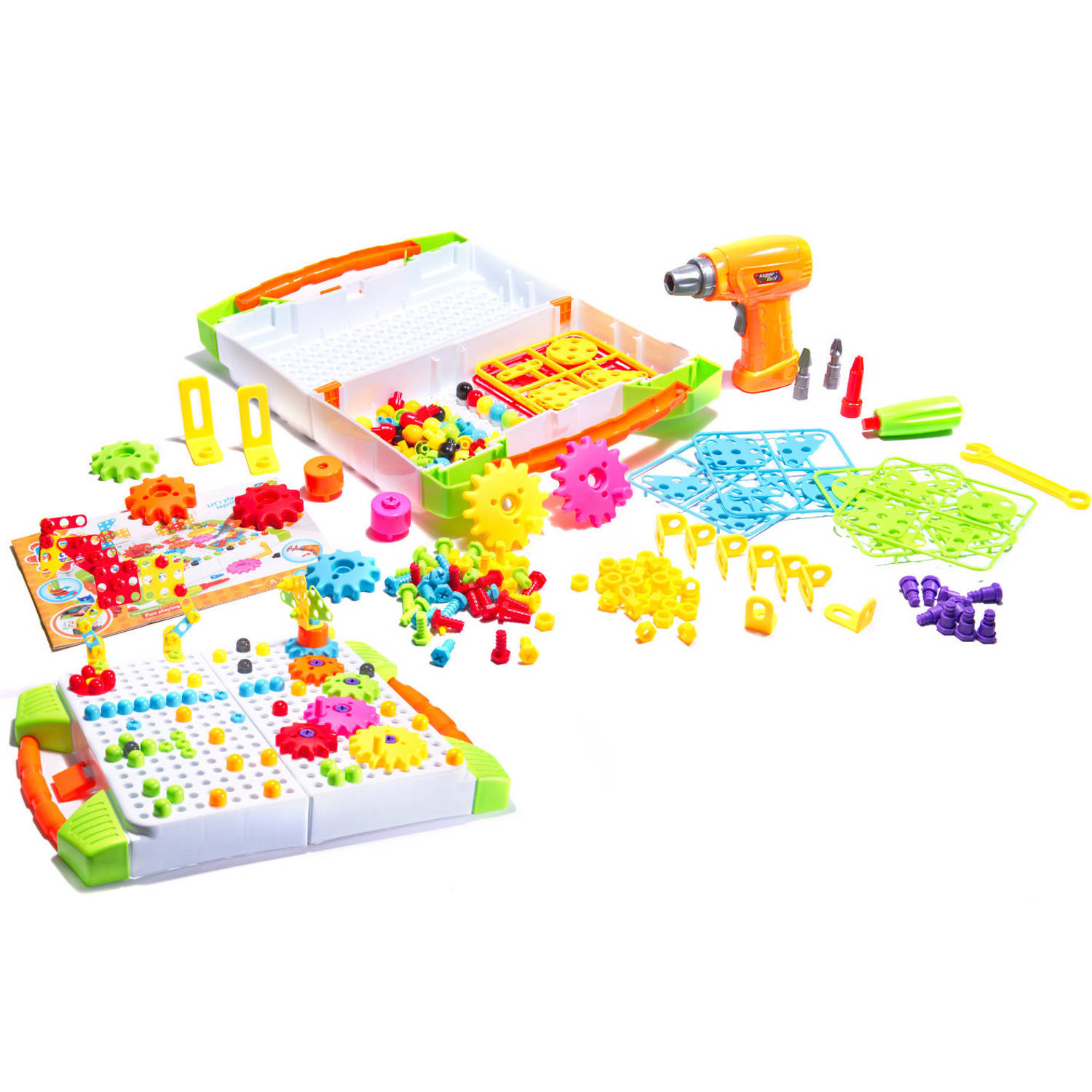 Gluren maat Peer 181 delige educatieve constructie bouw puzzel bouw set + speelgoed  boormachine en schroeven vanaf 3 jaar | Blokker