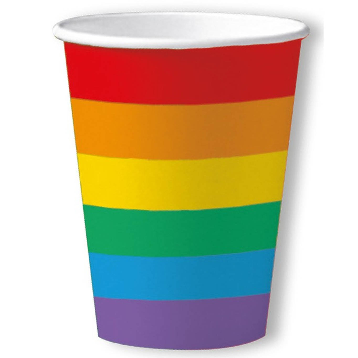 30x Regenboog thema Gay Pride wegwerp bekers 200 ml - Feestbekertjes