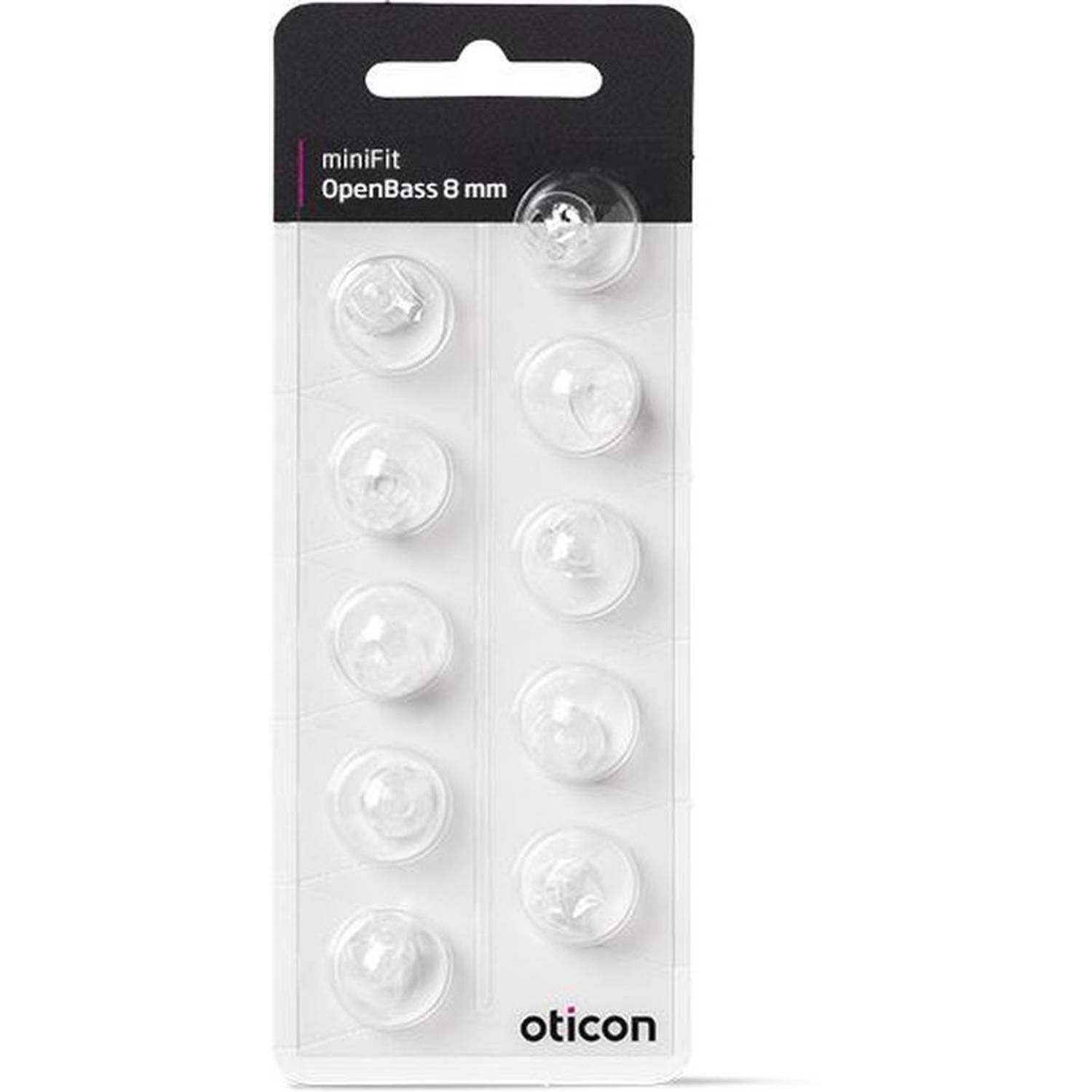 Oticon Bernafon Philips OpenBass dome miniFit 8mm 10 stuks tip - oorstukje - oortje