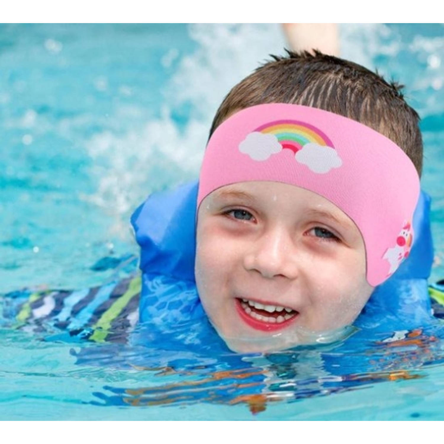 Dekking tafereel Ademen Hoofdband Zwemmen Roze met eenhoorn print Kind 3 - 9 jaar tegen water in de  oren oorontsteking | Blokker