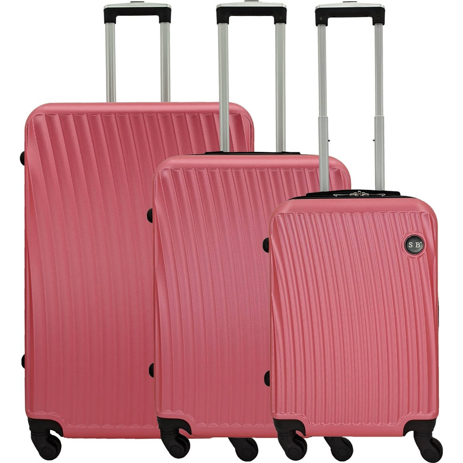 SB Travelbags Medium Koffer - Roze Blokker