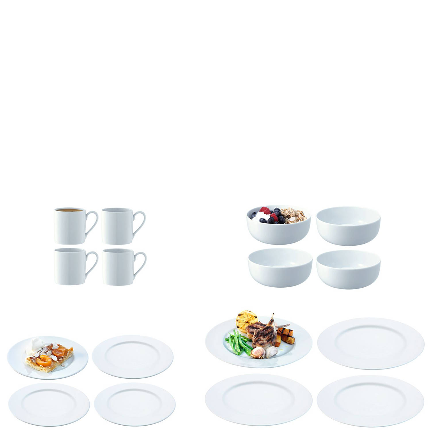 LSA International Dine Servies - Startersset van 16 Stuks - Geschikt voor 4 personen - Porselein