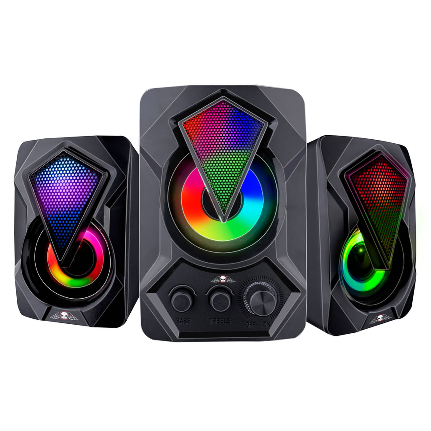 No Fear Speakerset 3 Stuks Lichtgevend Usb-aanlsuiting Bluetooth- Aux Zwart