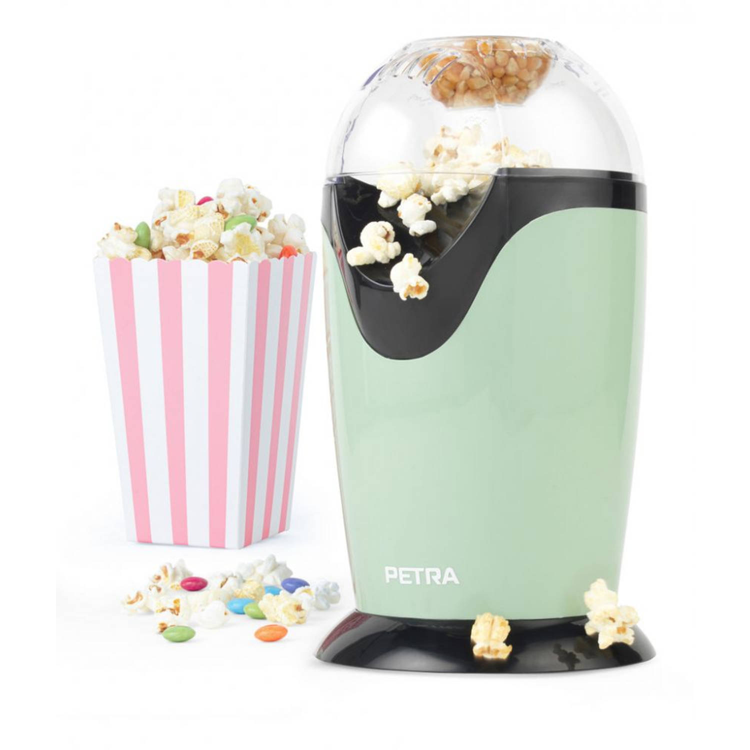 Petra Retro Popcornmachine Inclusief Maatbeker Popcorn Zonder Olie Of Boter 1200w