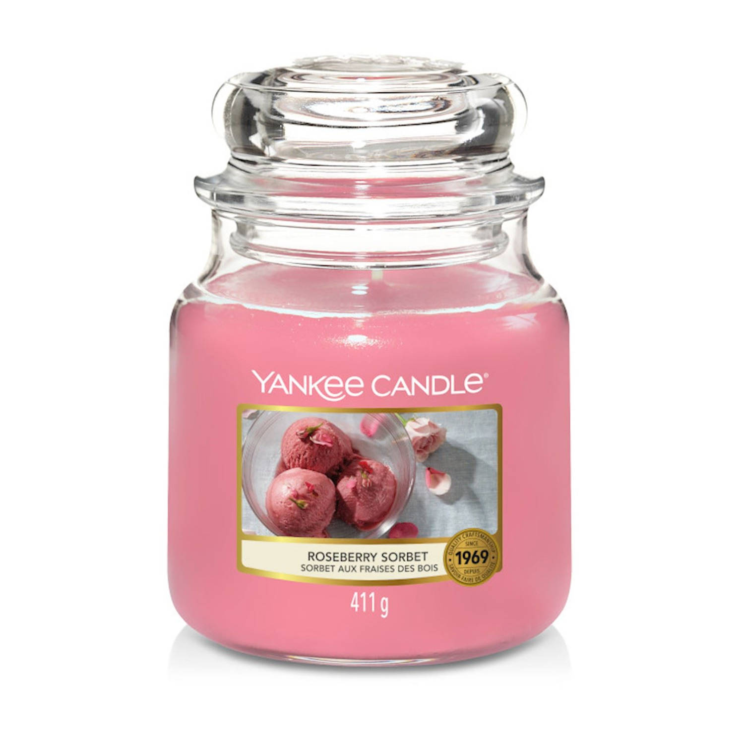 Yankee Candle - Roseberry Sorbet geurkaars - Medium Jar - Tot 75 branduren