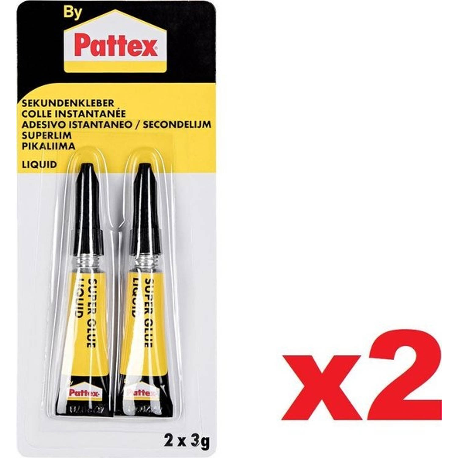 PATTEX Seconde-Lijm Classic - In 10 Sec Gelijmd - Porselein Metaal Rubber Leder Hout Papier Plastic - 3g x 4 Stuks