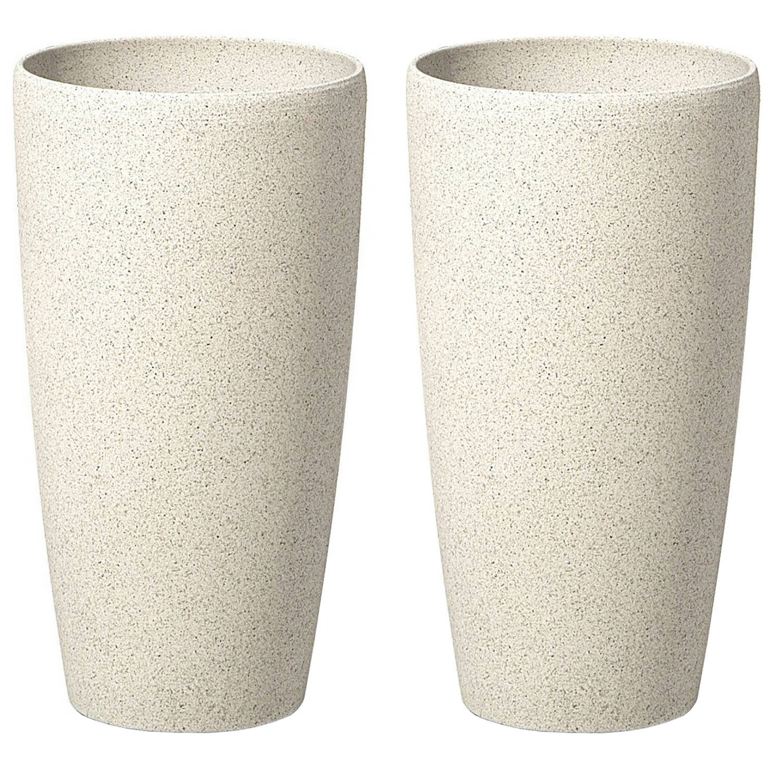 Beliani ABDERA - Bloempot set van 2 - Beige - Stenenmix