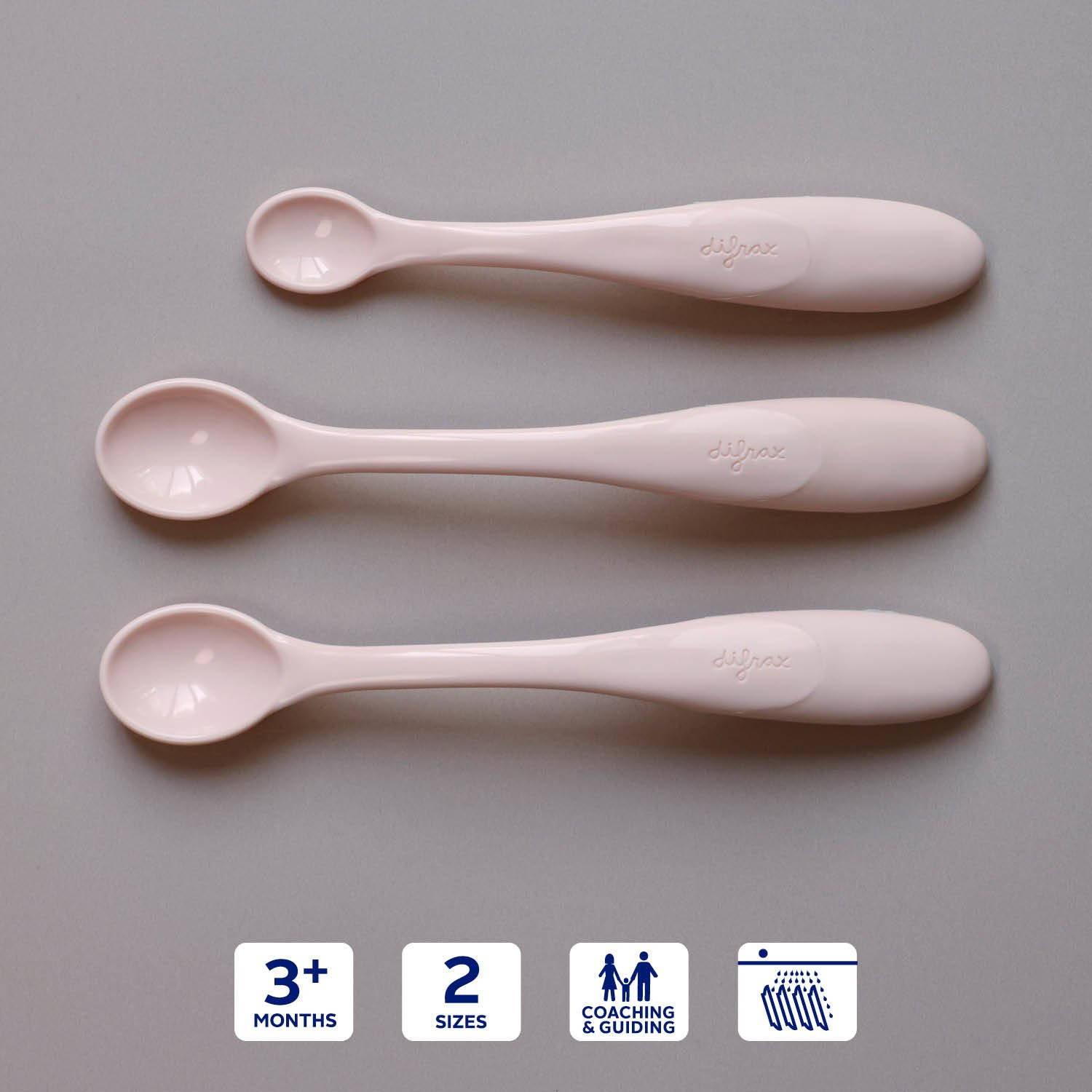 Difrax - Babyvoeding Lepels - Set van 3 - 3+ maanden - Roze / Blossom