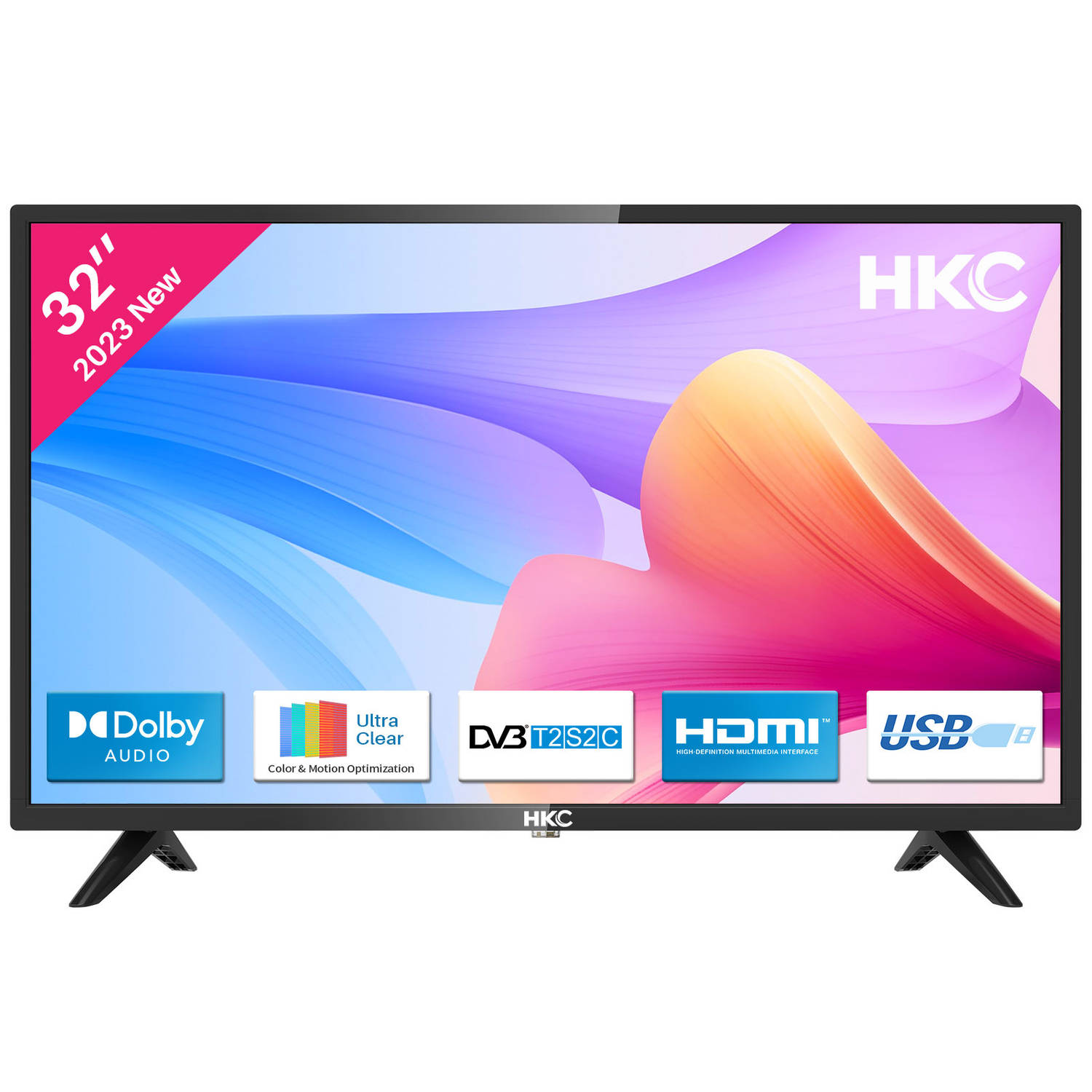HKC NHB32D1 TV 32 inch (TV 80 cm), Dolby Audio, LED, Triple Tuner DVB-C/T2/S2, CI+, HDMI, USB, digitale audio-uitgang, inclusief hotelmodus