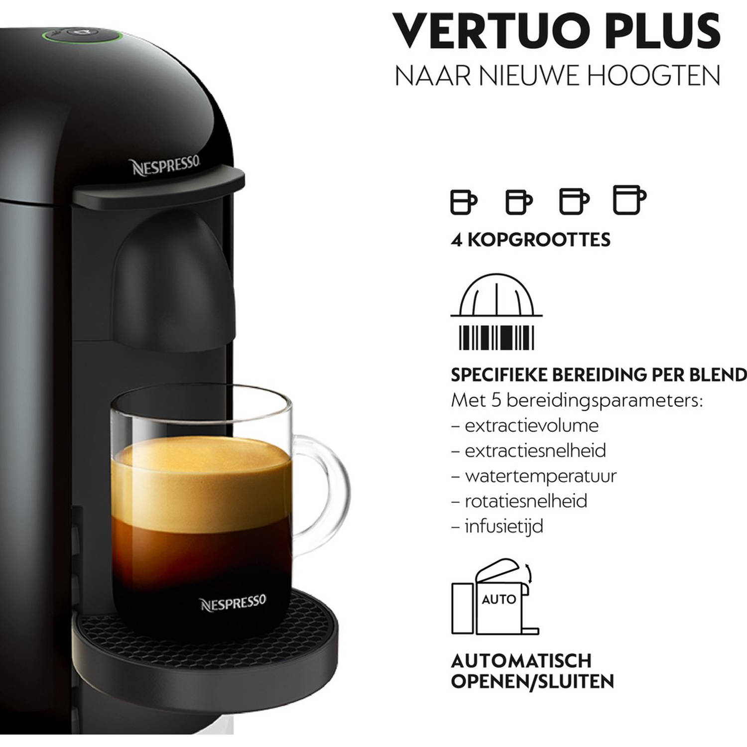Raar Aanpassingsvermogen aanbidden Krups Nespresso Vertuo + XN9038 - Koffiecupmachine - Zwart | Blokker