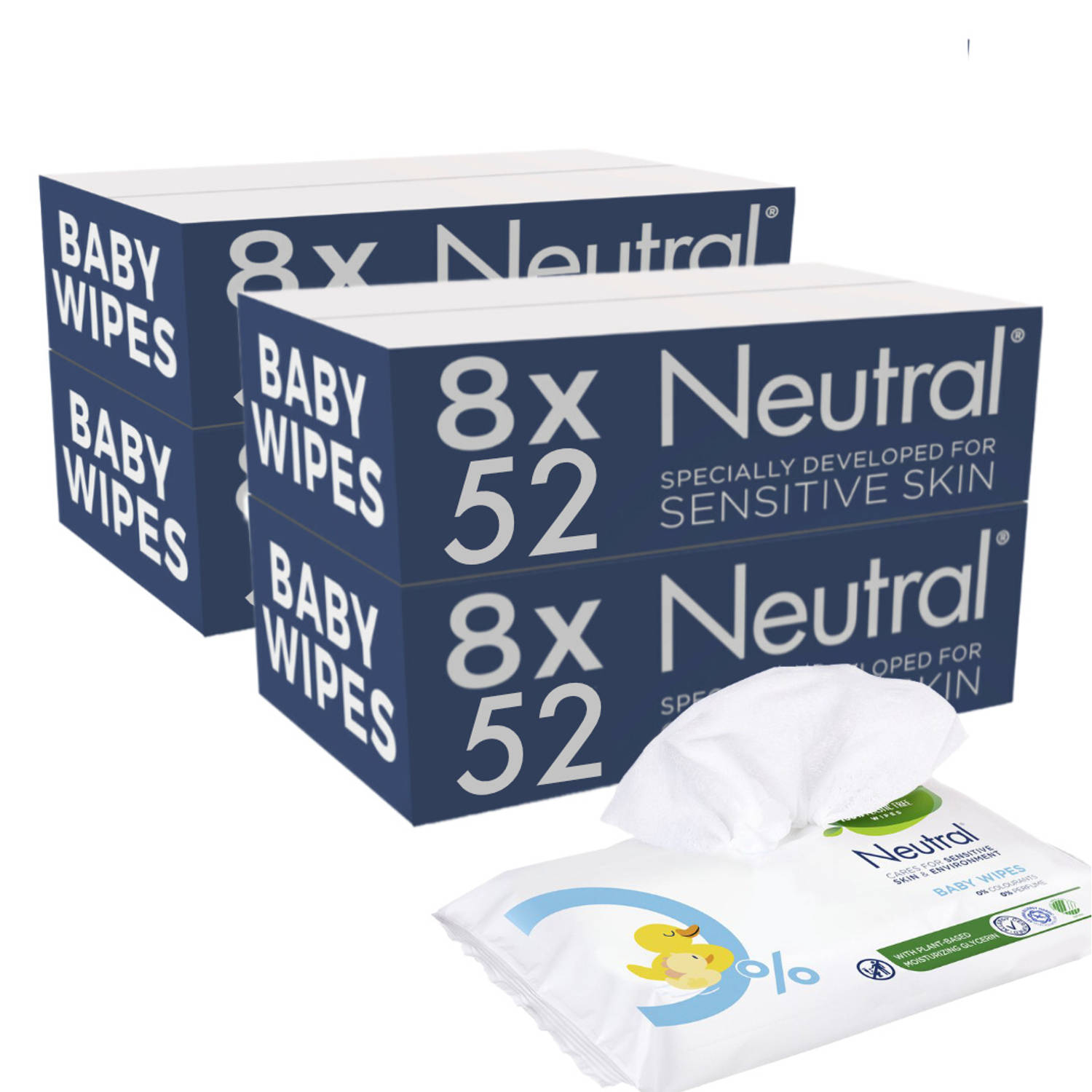 voorwoord puree Collectief Neutral - Baby Billendoekjes - 32 x 52 = 1664 stuks - 0% Parfum | Blokker