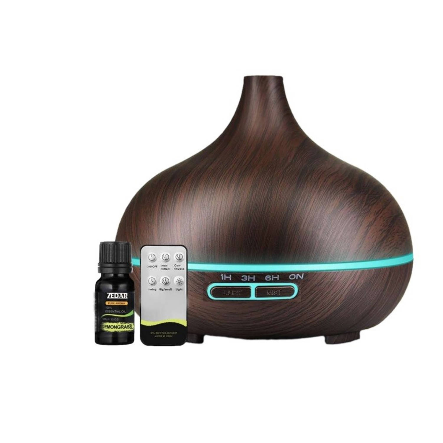Aroma Diffuser 550ML met Lemongrass Olie en Afstandsbediening - - - Zedar | Blokker