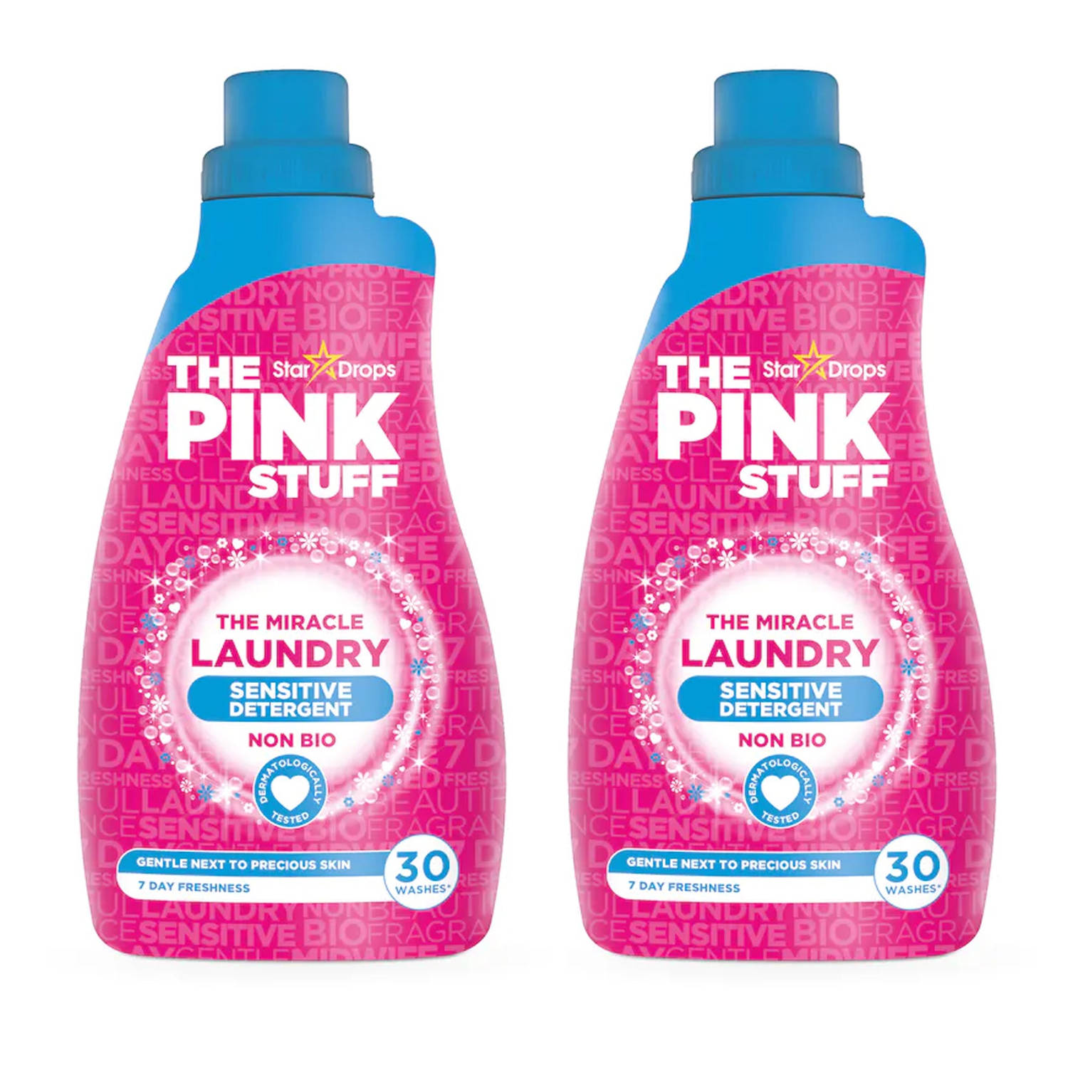 The Pink Stuff - 2x 960ml Non BIO Sensitive Wasmiddel - Wonder Wasmiddel - HET Wonder Schoonmaakmiddel - Stardrops The Miracle Laundry Liquid
