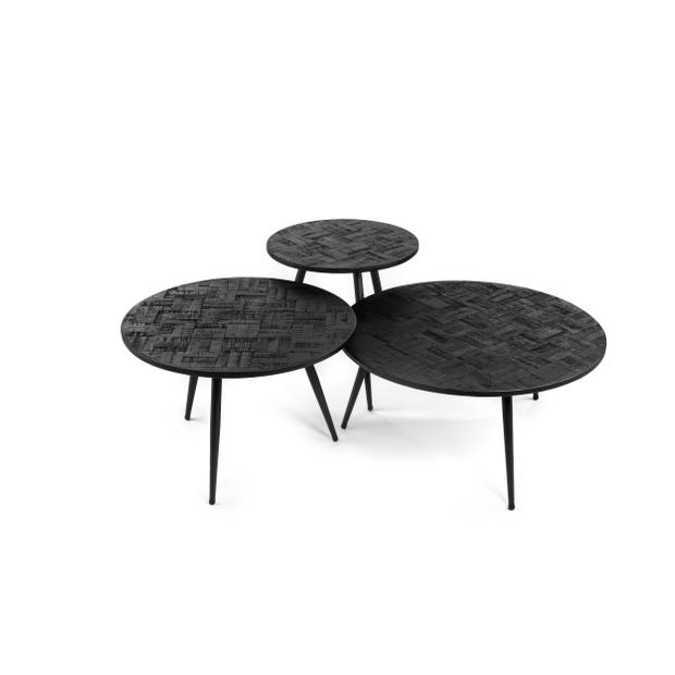 Giga Meubel GM Salontafel Rond Zwart Ø70cm Set van 3 Blokker