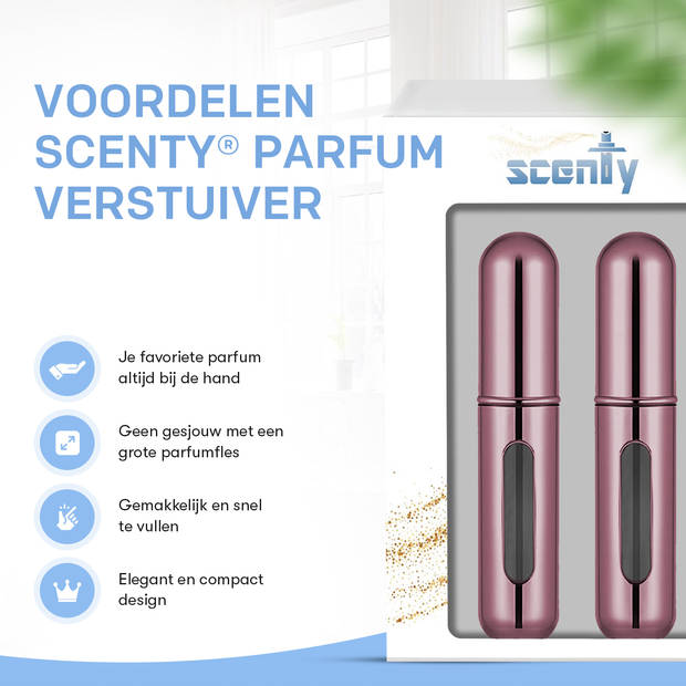 Scenty® - Parfum Verstuiver Navulbaar - Mini Parfum Flesje - Reisflesje - Roze - 2 stuks