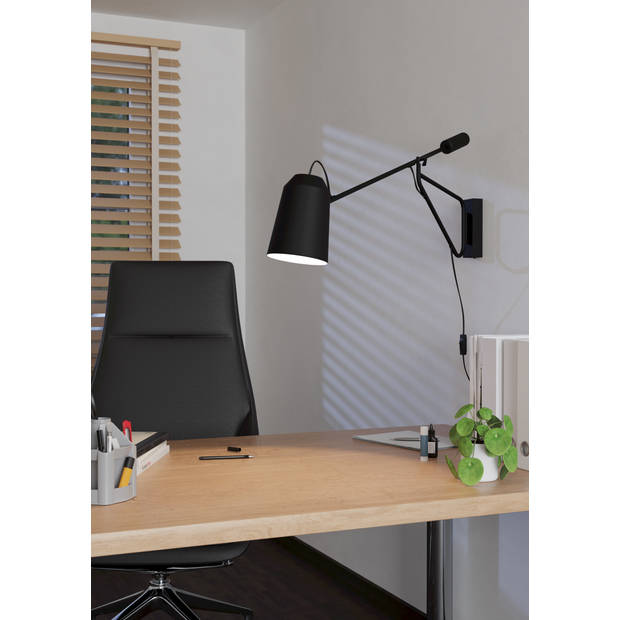 EGLO Loreto 1 Wandlamp - E27 - 35 cm - Zwart/Wit